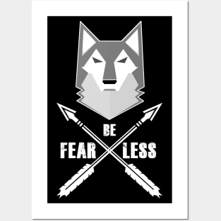 Be FEARLESS Wolf Motivational Entrepreneur Fitness Workout Posters and Art